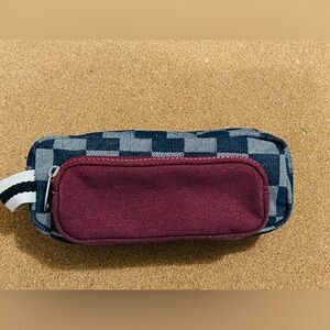 Wild Fable Check Print Colorblock School Pencil Case Bag Makeup Wristlet